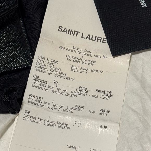 Saint Laurent Black Leather Card Case with Gold YSL Monogram Zipper Coin Pouch - Picture 6 of 6